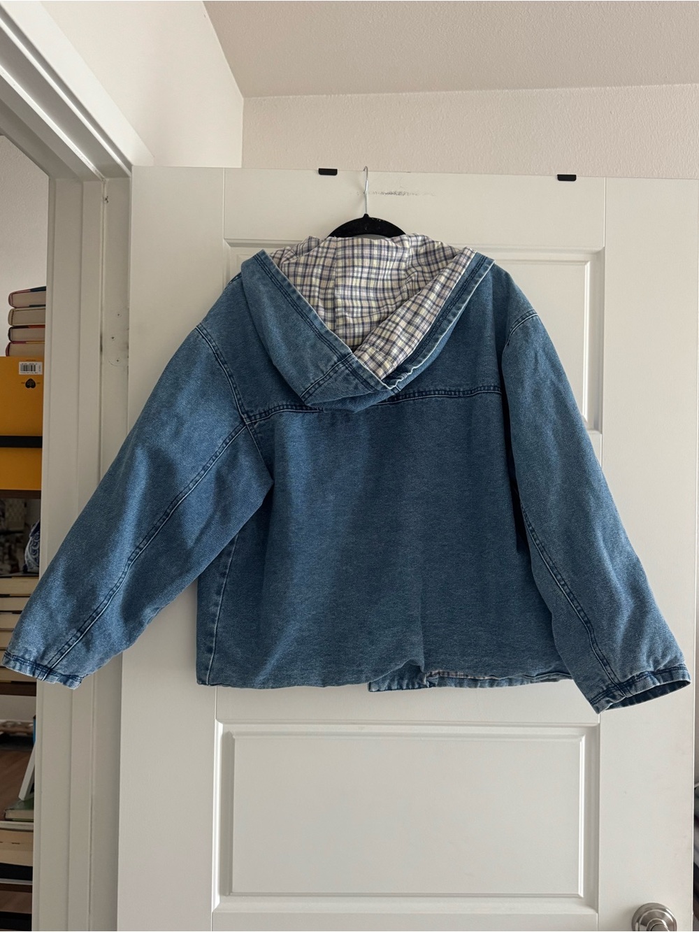 Aeropostale vintage Blue and White Plaid Lined Denim jacket - Picture 3 of 8